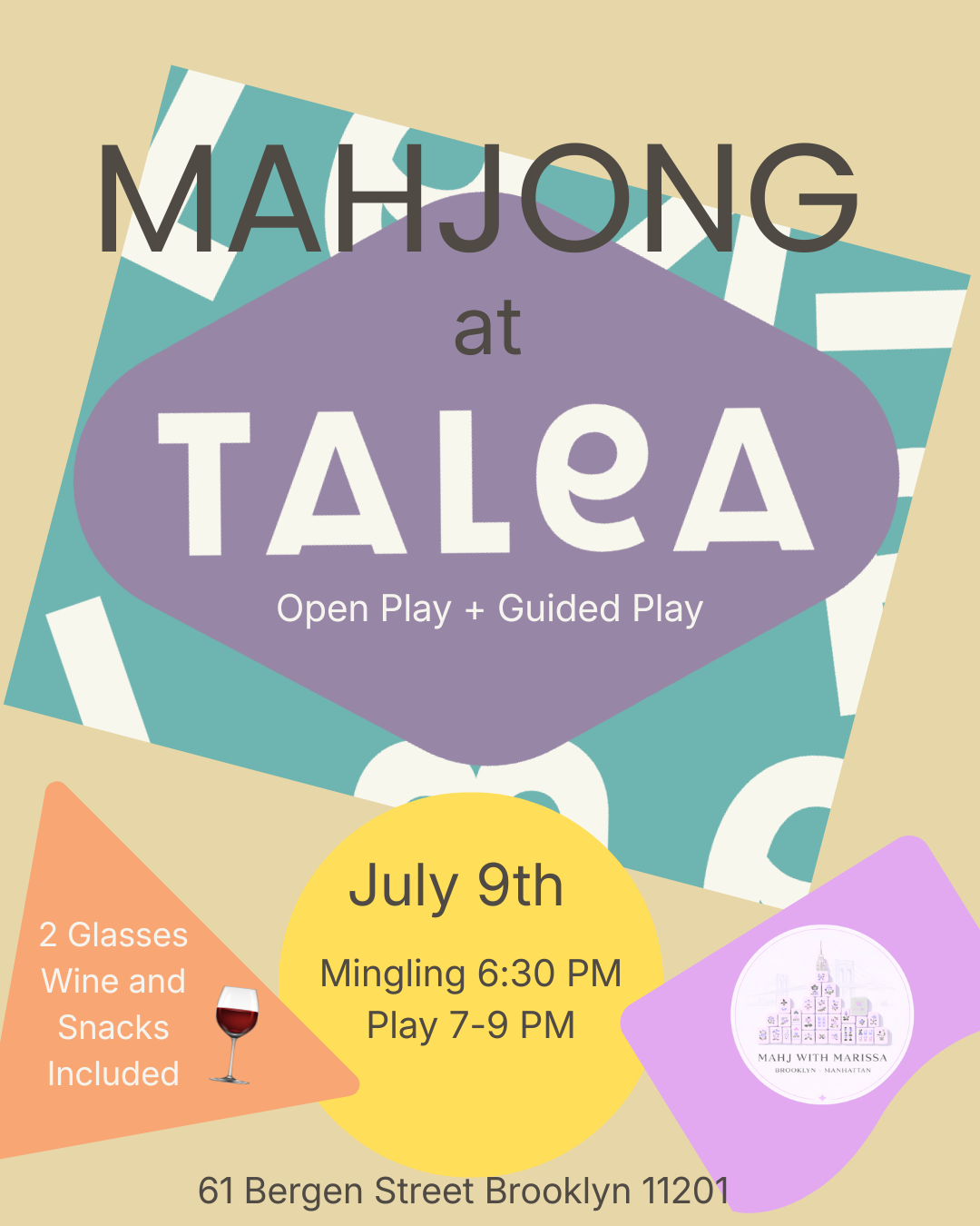 Mahj with Marissa at Talea Cobble Hill — July 9